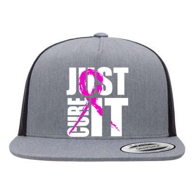 Just Cure It Breast Cancer Awareness Pink Ribbon Flat Bill Trucker Hat