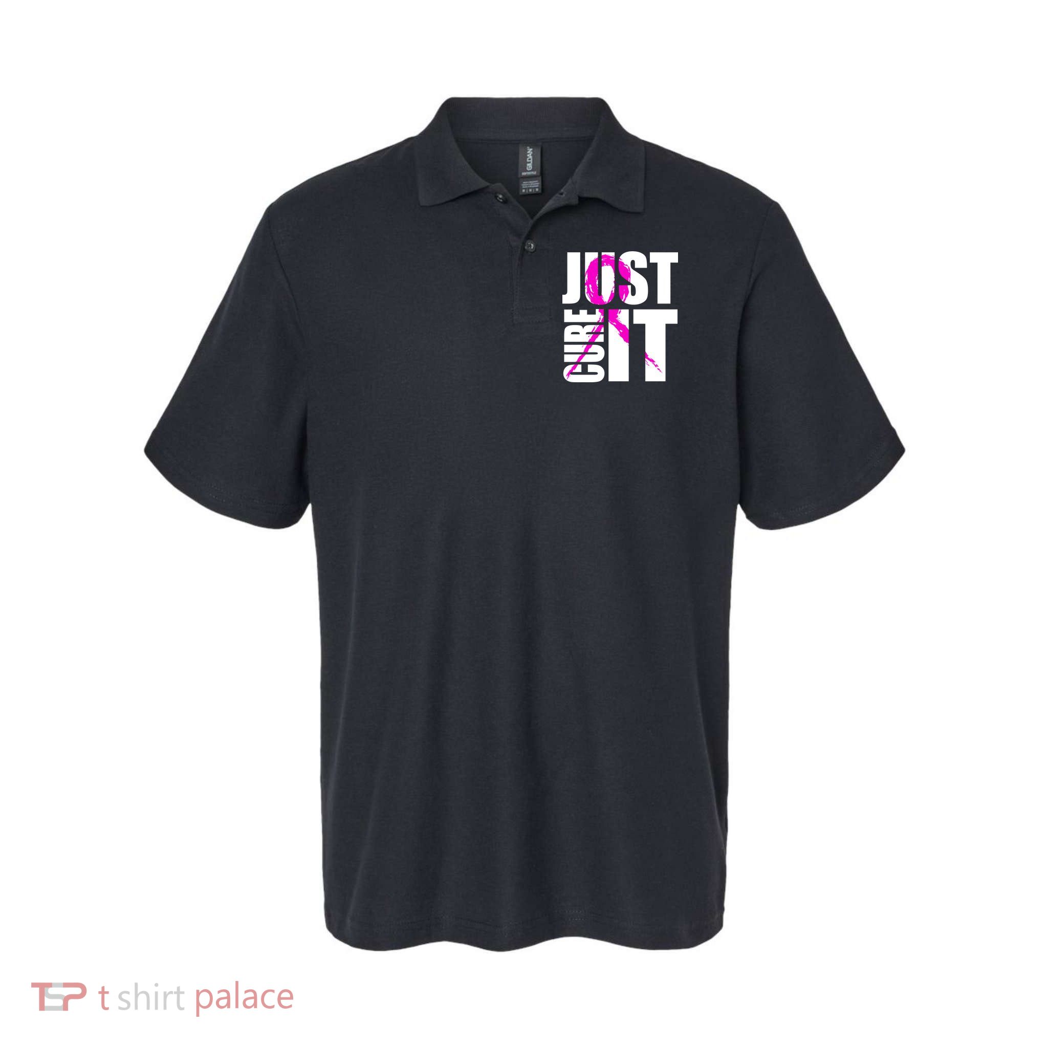 Just Cure It Breast Cancer Awareness Pink Ribbon Polo