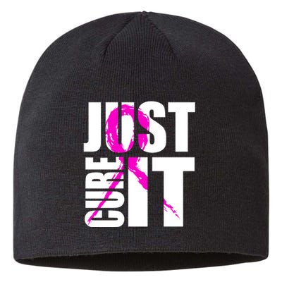 Just Cure It Breast Cancer Awareness Pink Ribbon Sustainable Beanie