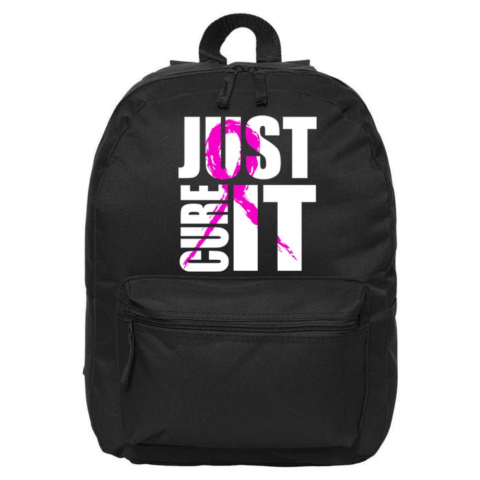 Just Cure It Breast Cancer Awareness Pink Ribbon 16 in Basic Backpack