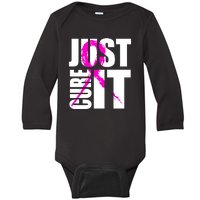 Just Cure It Breast Cancer Awareness Pink Ribbon Baby Long Sleeve Bodysuit