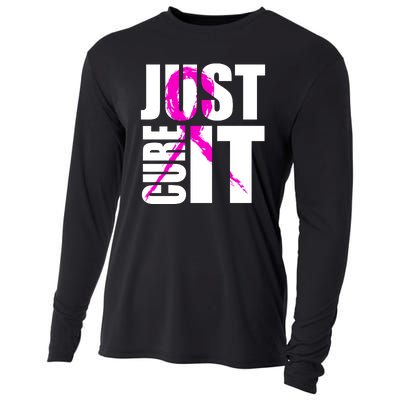 Just Cure It Breast Cancer Awareness Pink Ribbon Cooling Performance Long Sleeve Crew