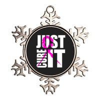 Just Cure It Breast Cancer Awareness Pink Ribbon Metallic Star Ornament