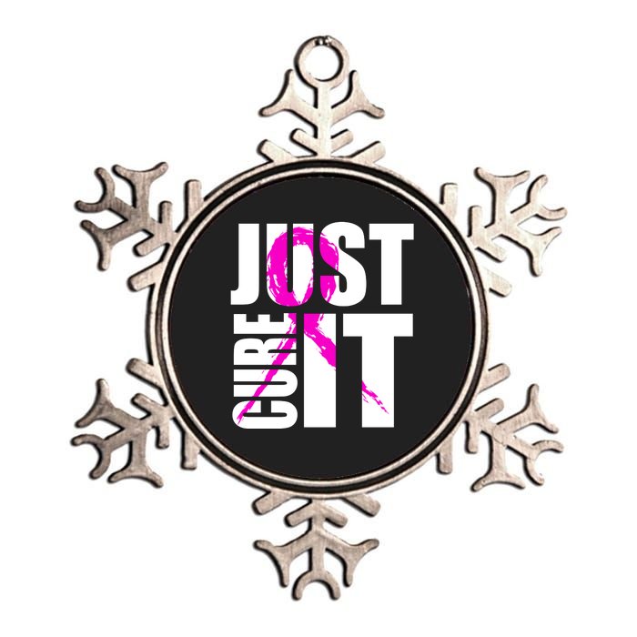 Just Cure It Breast Cancer Awareness Pink Ribbon Metallic Star Ornament