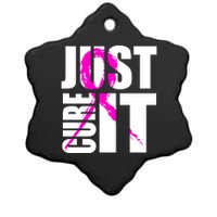 Just Cure It Breast Cancer Awareness Pink Ribbon Ceramic Star Ornament