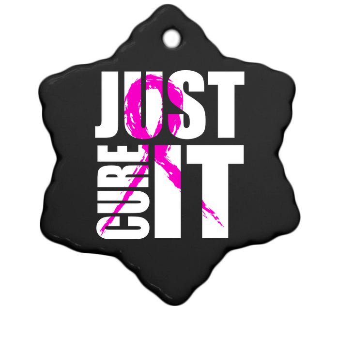 Just Cure It Breast Cancer Awareness Pink Ribbon Ceramic Star Ornament