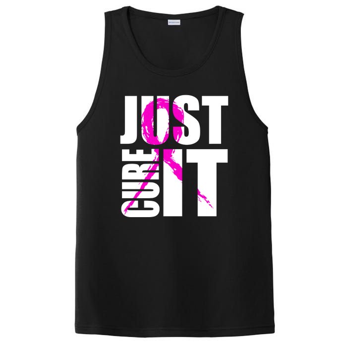 Just Cure It Breast Cancer Awareness Pink Ribbon PosiCharge Competitor Tank