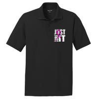 Just Cure It Breast Cancer Awareness Pink Ribbon PosiCharge RacerMesh Polo