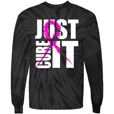 Just Cure It Breast Cancer Awareness Pink Ribbon Tie-Dye Long Sleeve Shirt