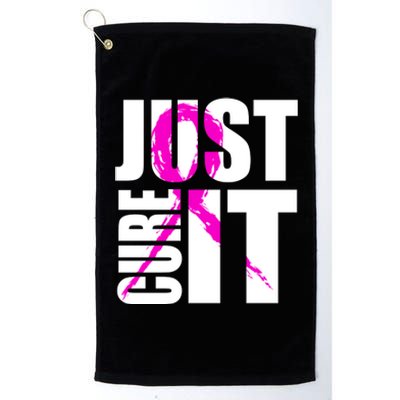 Just Cure It Breast Cancer Awareness Pink Ribbon Platinum Collection Golf Towel