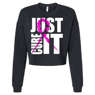 Just Cure It Breast Cancer Awareness Pink Ribbon Cropped Pullover Crew