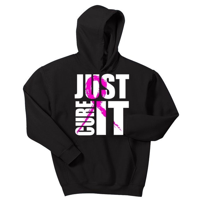 Just Cure It Breast Cancer Awareness Pink Ribbon Kids Hoodie