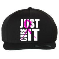 Just Cure It Breast Cancer Awareness Pink Ribbon Wool Snapback Cap