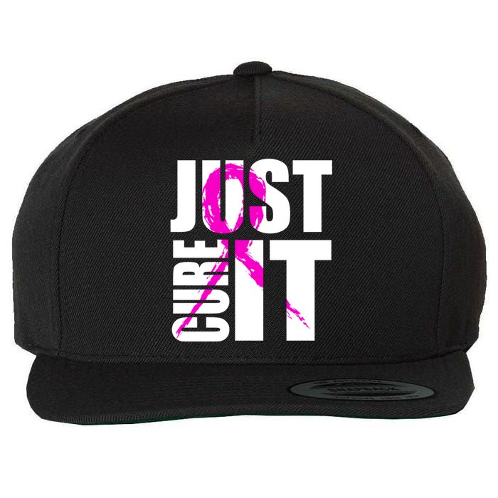 Just Cure It Breast Cancer Awareness Pink Ribbon Wool Snapback Cap