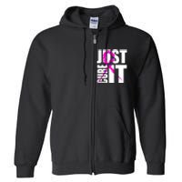 Just Cure It Breast Cancer Awareness Pink Ribbon Full Zip Hoodie