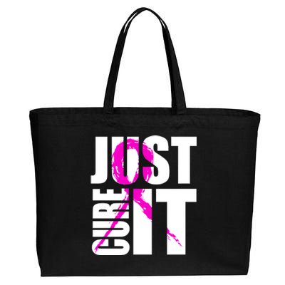 Just Cure It Breast Cancer Awareness Pink Ribbon Cotton Canvas Jumbo Tote