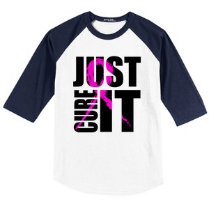 Just Cure It Breast Cancer Awareness Pink Ribbon Baseball Sleeve Shirt