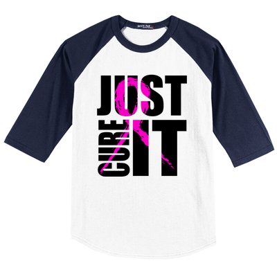 Just Cure It Breast Cancer Awareness Pink Ribbon Baseball Sleeve Shirt