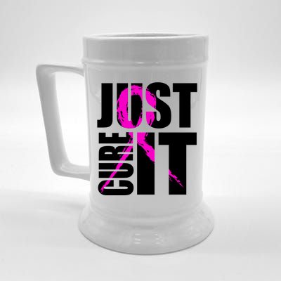 Just Cure It Breast Cancer Awareness Pink Ribbon Beer Stein