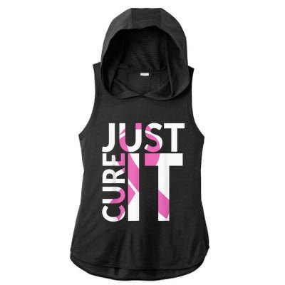 Just Cure It Breast Cancer Awareness Ladies PosiCharge Tri-Blend Wicking Draft Hoodie Tank