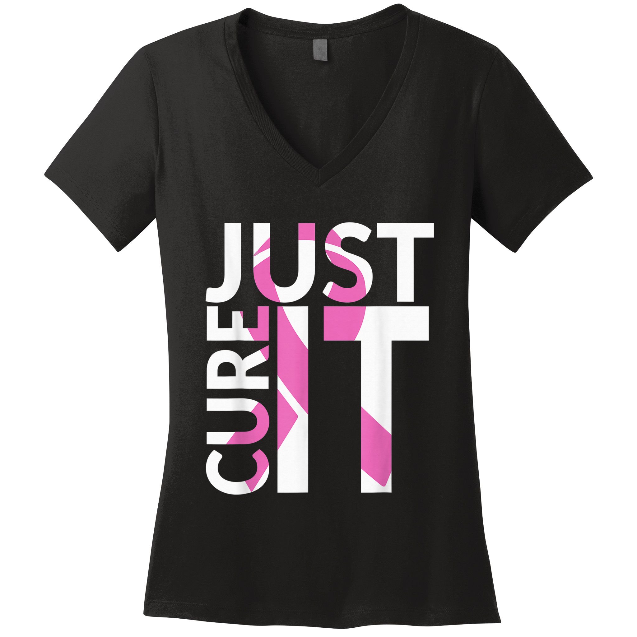 Just Cure It Breast Cancer Awareness Women's V-Neck T-Shirt