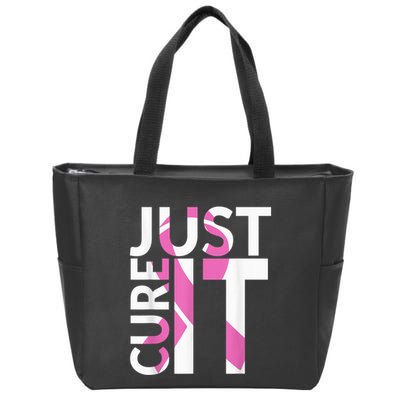 Just Cure It Breast Cancer Awareness Zip Tote Bag
