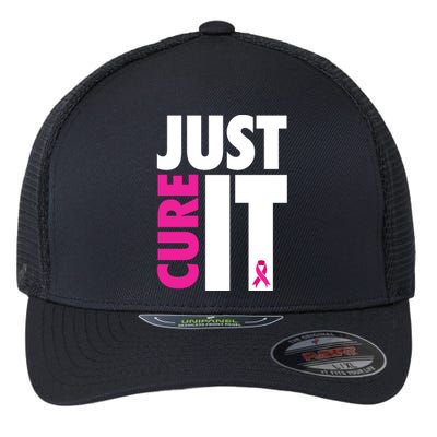 Just Cure It Breast Cancer Awareness Ribbon Flexfit Unipanel Trucker Cap