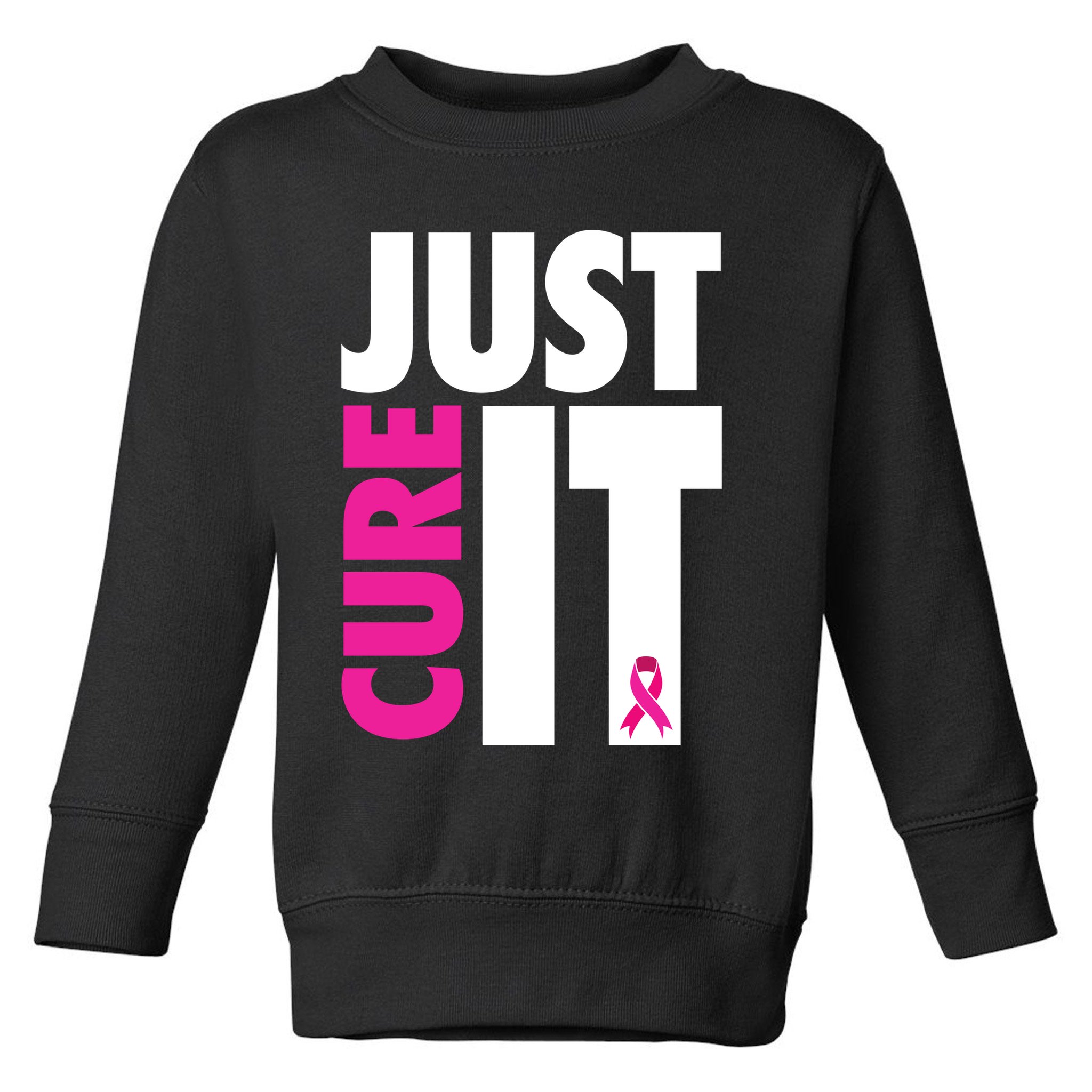 Just Cure It Breast Cancer Awareness Ribbon Toddler Sweatshirt