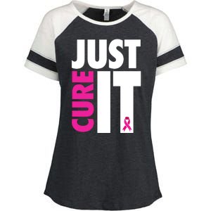 Just Cure It Breast Cancer Awareness Ribbon Enza Ladies Jersey Colorblock Tee