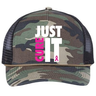 Just Cure It Breast Cancer Awareness Ribbon Retro Rope Trucker Hat Cap