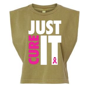 Just Cure It Breast Cancer Awareness Ribbon Garment-Dyed Women's Muscle Tee