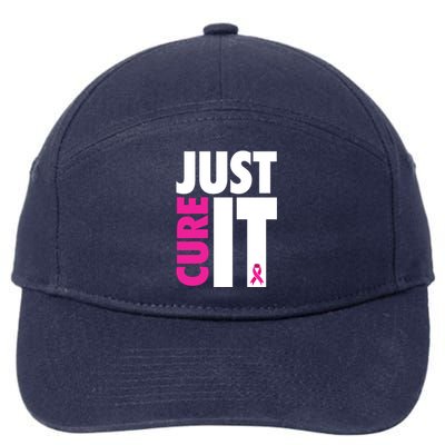 Just Cure It Breast Cancer Awareness Ribbon 7-Panel Snapback Hat