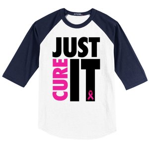 Just Cure It Breast Cancer Awareness Ribbon Baseball Sleeve Shirt