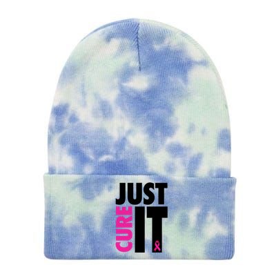 Just Cure It Breast Cancer Awareness Ribbon Tie Dye 12in Knit Beanie