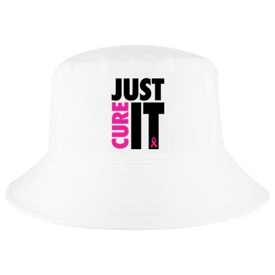 Just Cure It Breast Cancer Awareness Ribbon Cool Comfort Performance Bucket Hat