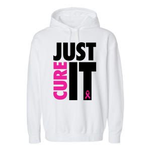 Just Cure It Breast Cancer Awareness Ribbon Garment-Dyed Fleece Hoodie