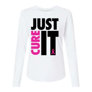 Just Cure It Breast Cancer Awareness Ribbon Womens Cotton Relaxed Long Sleeve T-Shirt