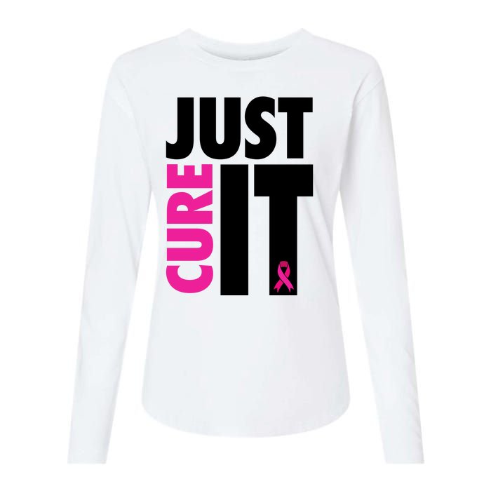 Just Cure It Breast Cancer Awareness Ribbon Womens Cotton Relaxed Long Sleeve T-Shirt