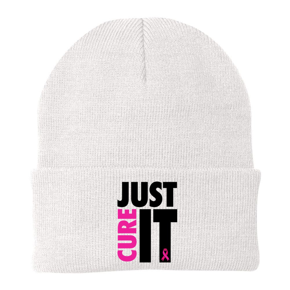 Just Cure It Breast Cancer Awareness Ribbon Beanie
