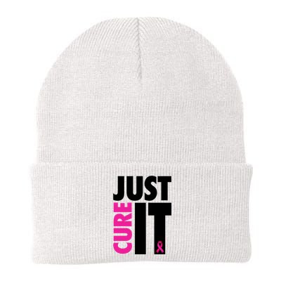 Just Cure It Breast Cancer Awareness Ribbon Knit Cap Winter Beanie