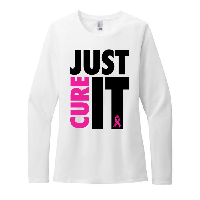 Just Cure It Breast Cancer Awareness Ribbon Womens CVC Long Sleeve Shirt