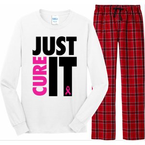 Just Cure It Breast Cancer Awareness Ribbon Long Sleeve Pajama Set