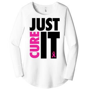 Just Cure It Breast Cancer Awareness Ribbon Women's Perfect Tri Tunic Long Sleeve Shirt