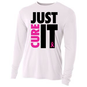 Just Cure It Breast Cancer Awareness Ribbon Cooling Performance Long Sleeve Crew