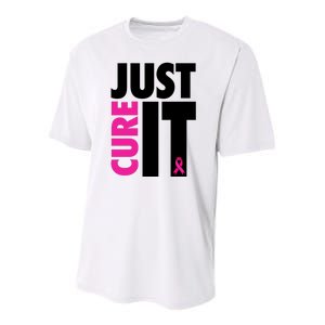 Just Cure It Breast Cancer Awareness Ribbon Youth Performance Sprint T-Shirt