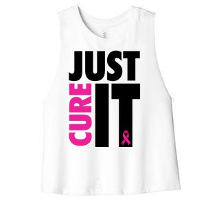 Just Cure It Breast Cancer Awareness Ribbon Women's Racerback Cropped Tank