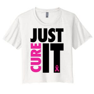 Just Cure It Breast Cancer Awareness Ribbon Women's Crop Top Tee