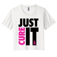 Just Cure It Breast Cancer Awareness Ribbon Women's Crop Top Tee