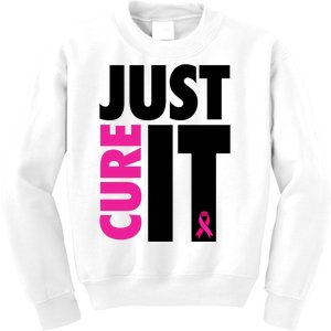 Just Cure It Breast Cancer Awareness Ribbon Kids Sweatshirt