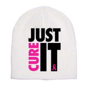 Just Cure It Breast Cancer Awareness Ribbon Short Acrylic Beanie